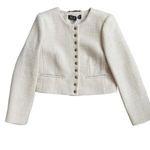 J CREW Bridgette lady jacket in tweed ivory size 4